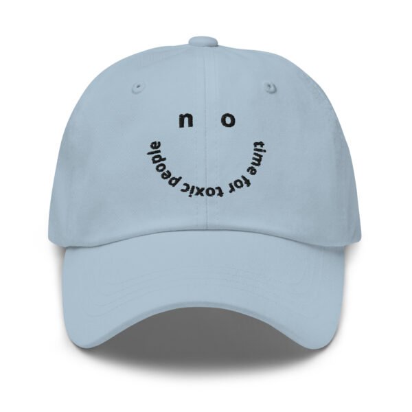 "No Time for Toxic People" Minimalist Baseball Cap |  Embroidered Cap | Adjustable Cotton Baseball Hat | Trendy Streetwear Accessory - Image 3