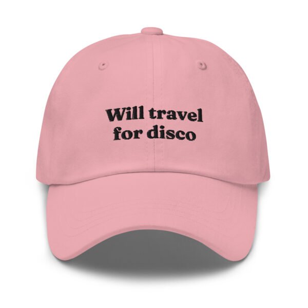 "Will Travel For Disco" Baseball Cap|  Embroidered Cap | Adjustable Cotton Baseball Hat | Trendy Casual Accessory