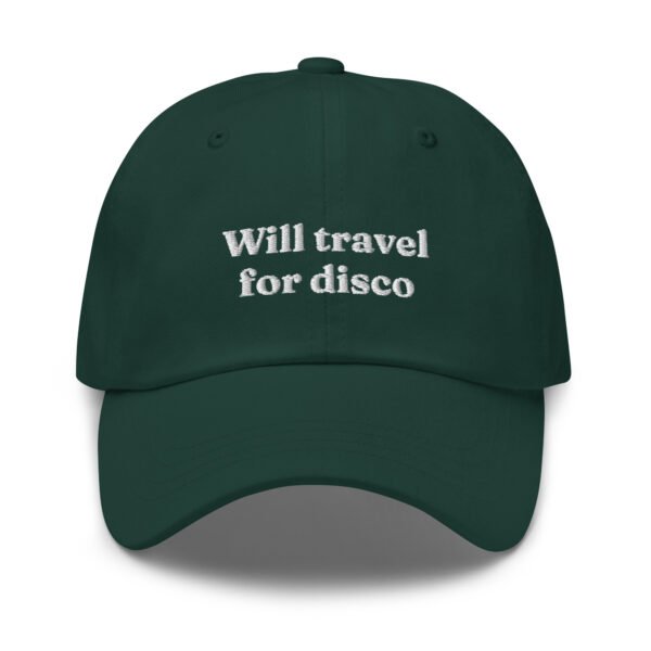 Will Travel For Disco Baseball Cap | Retro Dad Cap | Adjustable Cotton Baseball Hat | Vintage Streetwear Style - Image 4