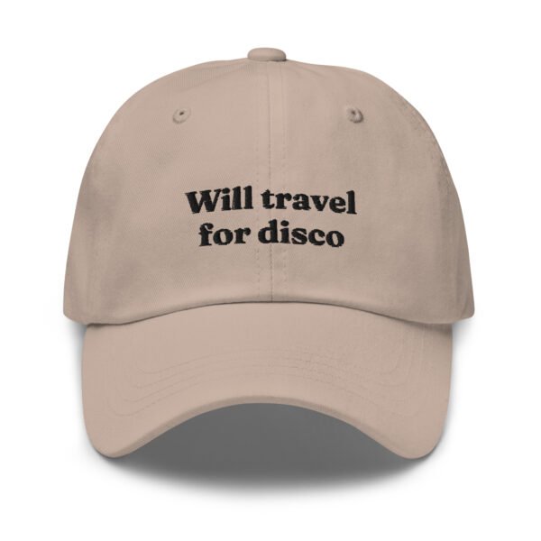 "Will Travel For Disco" Baseball Cap|  Embroidered Cap | Adjustable Cotton Baseball Hat | Trendy Casual Accessory - Image 3
