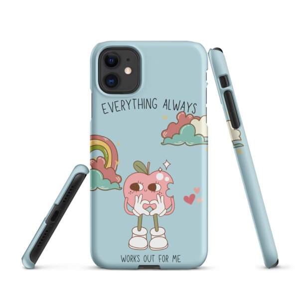 Everything Always Works Out iPhone® Case | Groovy Heart & Clouds | Retro Aesthetic Phone Cover - Image 2