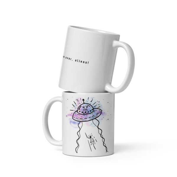 Funny Alien Abduction Mug | Cow UFO Design | Quirky Ceramic Coffee Cup - Image 2