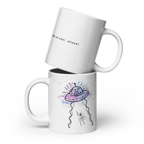 Funny Alien Abduction Mug | Cow UFO Design | Quirky Ceramic Coffee Cup - Image 3
