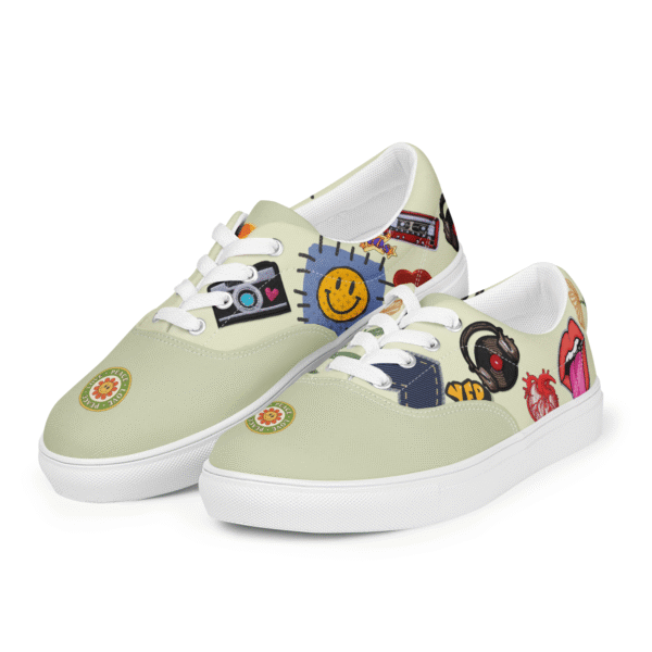 Men’s Lace-Up Sneakers | Pistachio Groovy Patch Style | Funky & Comfortable Everyday Shoes - Image 12