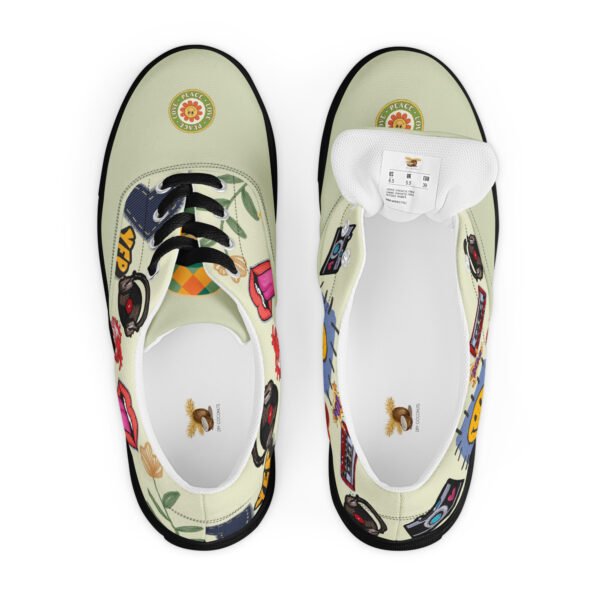 Men’s Lace-Up Sneakers | Pistachio Groovy Patch Style | Funky & Comfortable Everyday Shoes - Image 4