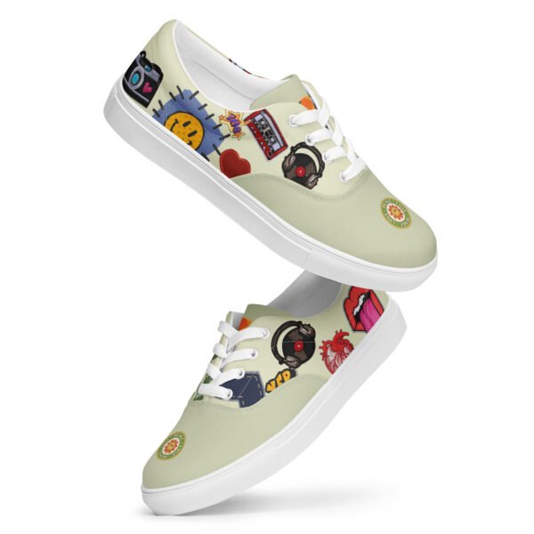 Men’s Lace-Up Sneakers | Pistachio Groovy Patch Style | Funky & Comfortable Everyday Shoes - Image 2