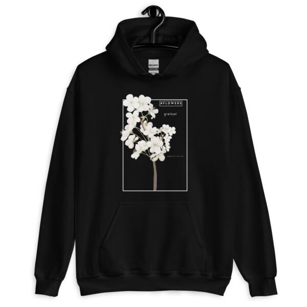 Floral Gratitude Hoodie | Minimalist Flower Embroidered Sweatshirt | Unisex Pullover for Cozy & Elegant Style - Image 2
