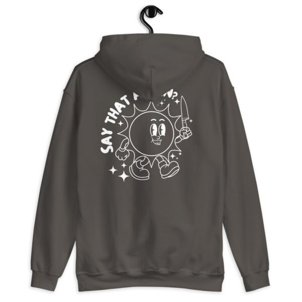 Smiling Threat Hoodie | Groovy & Edgy Unisex Sweatshirt | Trendy Pullover with a Bold Statement - Image 8