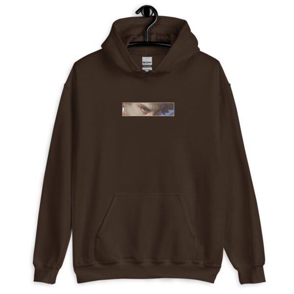 Lucifer’s Gaze Pixel Hoodie | Haunting Eyes Graphic Sweatshirt | Unisex Pullover for Bold & Timeless Style - Image 4