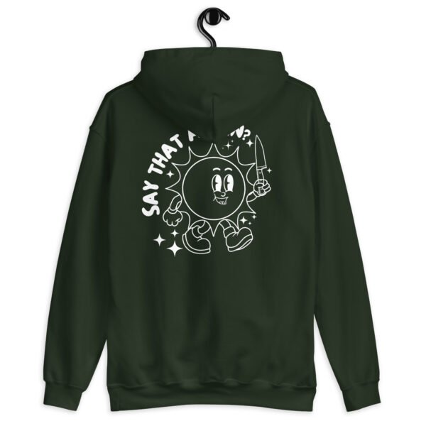 Smiling Threat Hoodie | Groovy & Edgy Unisex Sweatshirt | Trendy Pullover with a Bold Statement - Image 6