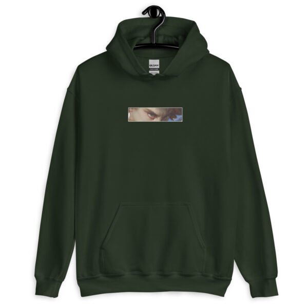 Lucifer’s Gaze Pixel Hoodie | Haunting Eyes Graphic Sweatshirt | Unisex Pullover for Bold & Timeless Style - Image 5