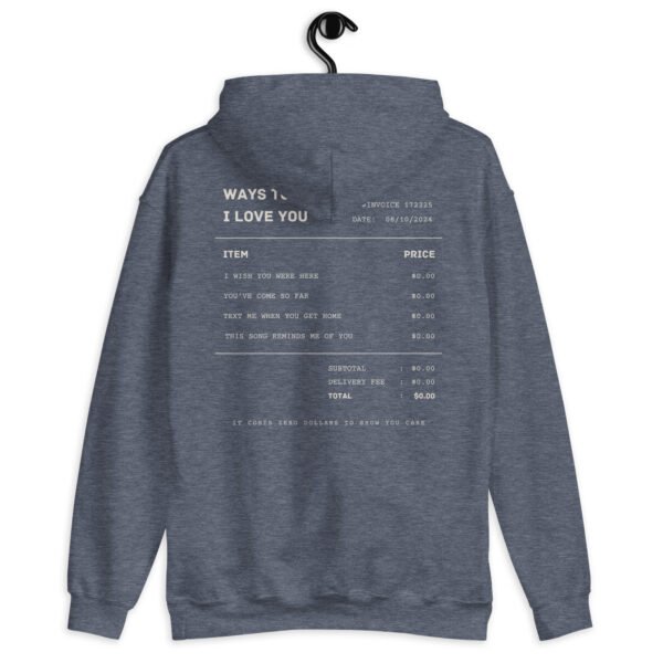 Romantic Hoodie | "Ways to Say I Love You" Minimalist Receipt Design | Cute Gildan Sweatshirt | Cozy & Trendy Gift - Image 9