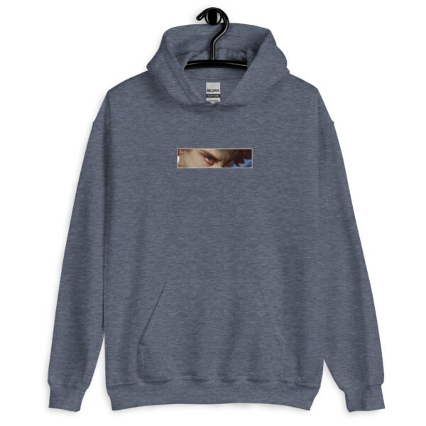 Lucifer’s Gaze Pixel Hoodie | Haunting Eyes Graphic Sweatshirt | Unisex Pullover for Bold & Timeless Style - Image 9