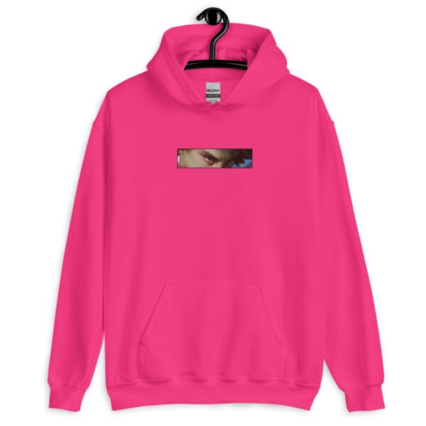 Gothic Pixel Hoodie | "Lucifer’s Gaze" Unisex Sweatshirt with Haunting Eyes Design | Edgy & Comfortable Fit - Image 2