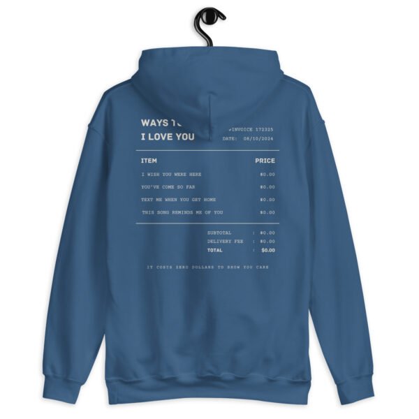 Romantic Hoodie | "Ways to Say I Love You" Minimalist Receipt Design | Cute Gildan Sweatshirt | Cozy & Trendy Gift - Image 8
