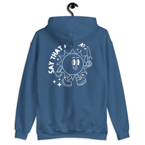 Smiling Threat Hoodie | Groovy & Edgy Unisex Sweatshirt | Trendy Pullover with a Bold Statement - Image 9