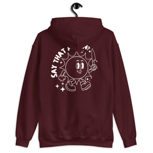 Smiling Threat Hoodie | Groovy & Edgy Unisex Sweatshirt | Trendy Pullover with a Bold Statement - Image 4