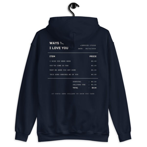 Romantic Hoodie | "Ways to Say I Love You" Minimalist Receipt Design | Cute Gildan Sweatshirt | Cozy & Trendy Gift - Image 3