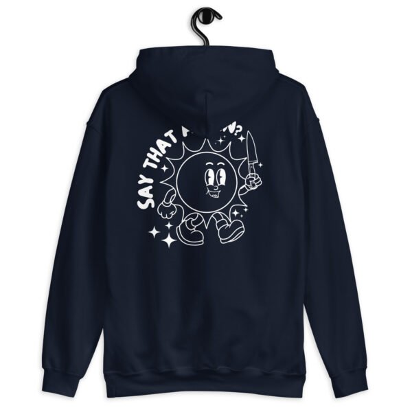 Smiling Threat Hoodie | Groovy & Edgy Unisex Sweatshirt | Trendy Pullover with a Bold Statement - Image 3