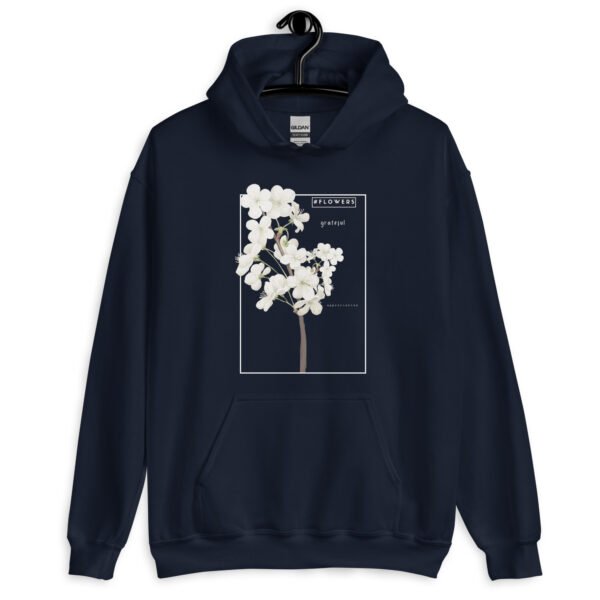 Floral Gratitude Hoodie | Minimalist Flower Embroidered Sweatshirt | Unisex Pullover for Cozy & Elegant Style - Image 3