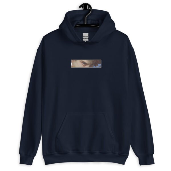 Lucifer’s Gaze Pixel Hoodie | Haunting Eyes Graphic Sweatshirt | Unisex Pullover for Bold & Timeless Style