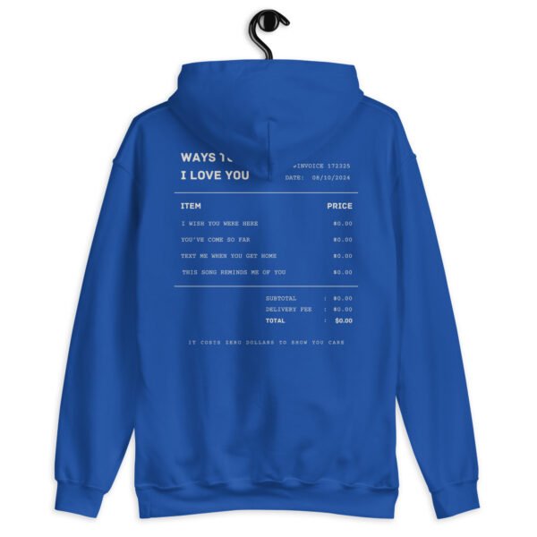 Romantic Hoodie | "Ways to Say I Love You" Minimalist Receipt Design | Cute Gildan Sweatshirt | Cozy & Trendy Gift - Image 7