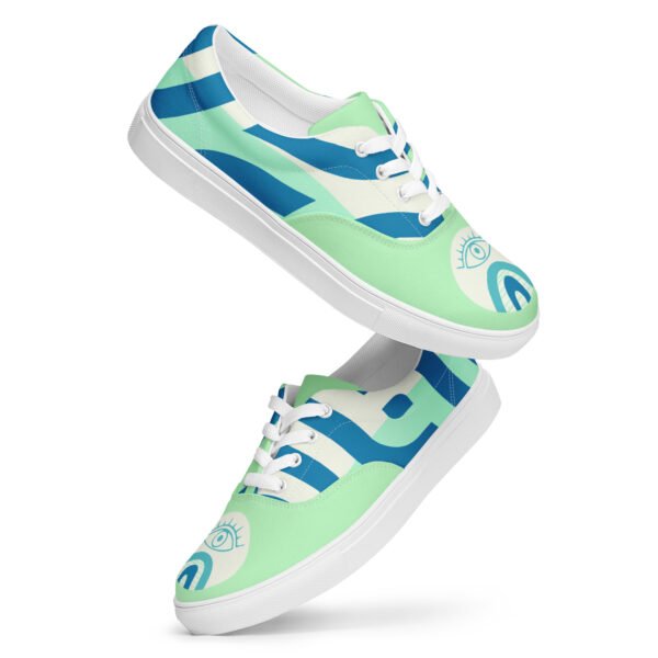 Mystic Eye Women's Sneakers | Mint & Blue with Eye Detail | Unique & Artistic Footwear
