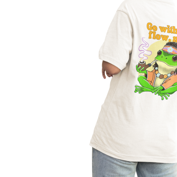 Go with the Flow Frog Oversized T-Shirt – Chill Vibes, Hippie Spirit Zen Energy - Image 12