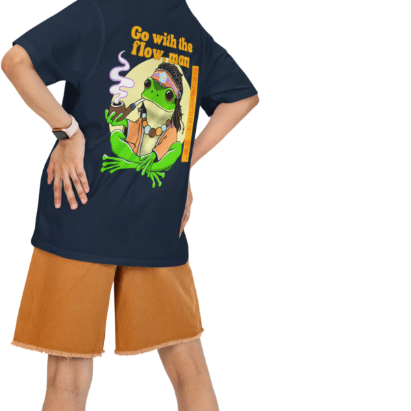 Go with the Flow Frog Oversized T-Shirt – Chill Vibes, Hippie Spirit Zen Energy - Image 14