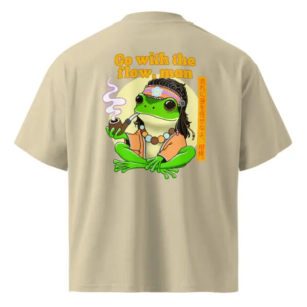 Go with the Flow Frog Oversized T-Shirt – Chill Vibes, Hippie Spirit Zen Energy - Image 8