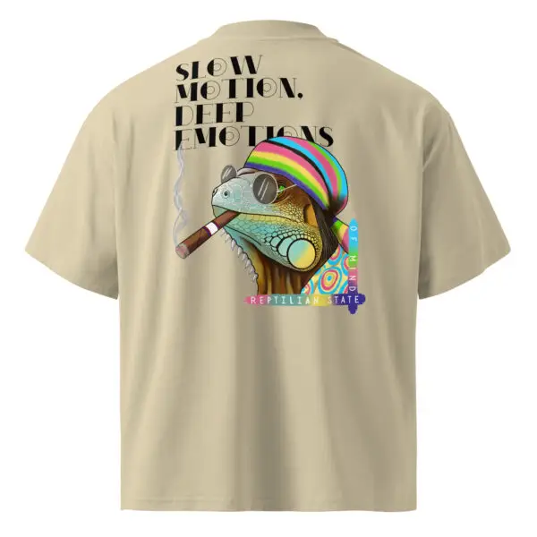 Slow Motion Iguana Oversized T-Shirt – Deep Emotions; Relaxed Hippie Style - Image 4