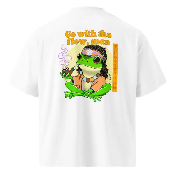 Go with the Flow Frog Oversized T-Shirt – Chill Vibes, Hippie Spirit Zen Energy - Image 10