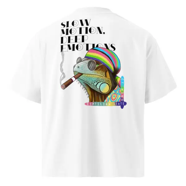 Slow Motion Iguana Oversized T-Shirt – Deep Emotions; Relaxed Hippie Style - Image 6