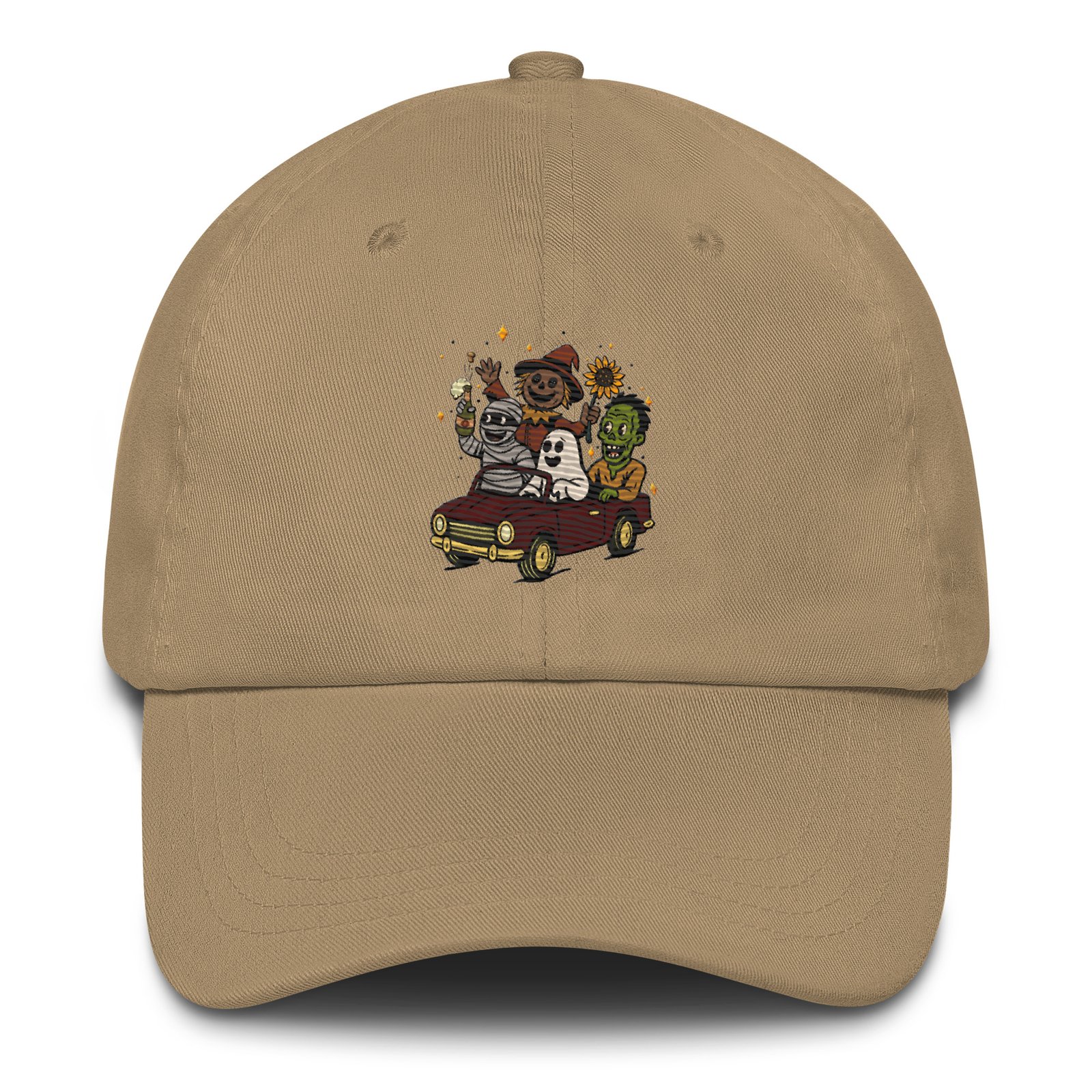 Spooky Ride Crew | Halloween Monsters Dad Hat | Embroidered Black Cap - Image 4